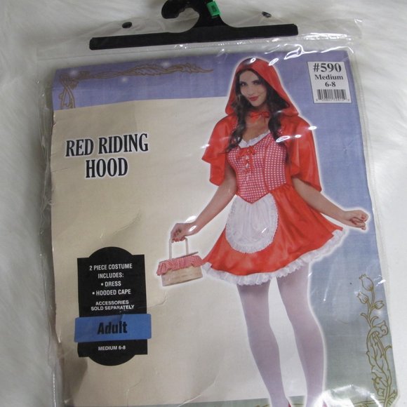 Adult Size Red Riding Hood WITH Hooded Cape and Skirt Lined Apron 2 piece Set - Picture 2 of 16
